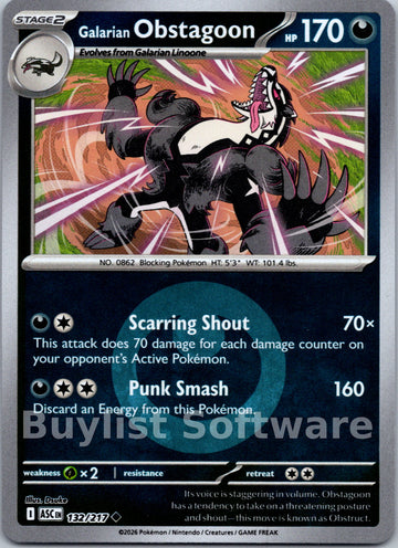 Galarian Obstagoon (Energy Symbol Pattern) [132/217] [Ascended Heroes] Reverse Holofoil