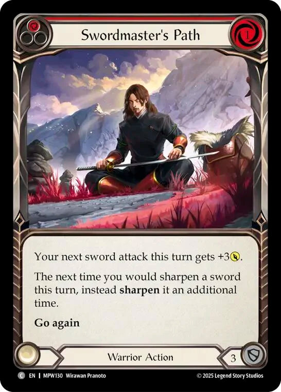 7f998800-094f-4d95-9b49-c412d4de43f2 | fab-mpw130-nf-mastpackwarr-r-com-nm | Swordmaster's Path (Red)