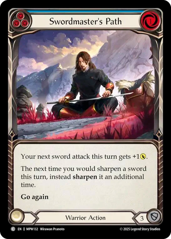 7f998800-094f-4d95-9b49-c412d4de43f2 | fab-mpw132-nf-mastpackwarr-b-com-nm | Swordmaster's Path (Blue)