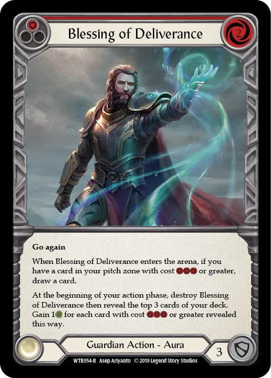 7f998800-094f-4d95-9b49-c412d4de43f2 | fab-wtr054-1en-welctorath-r-rar-nm | Blessing of Deliverance (Red)