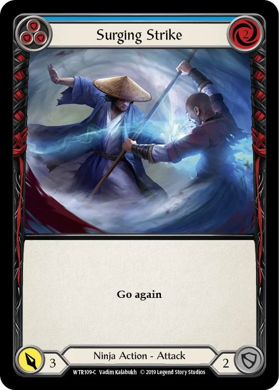 7f998800-094f-4d95-9b49-c412d4de43f2 | fab-wtr109-1erf-welctorath-b-com-nm | Surging Strike (Blue)