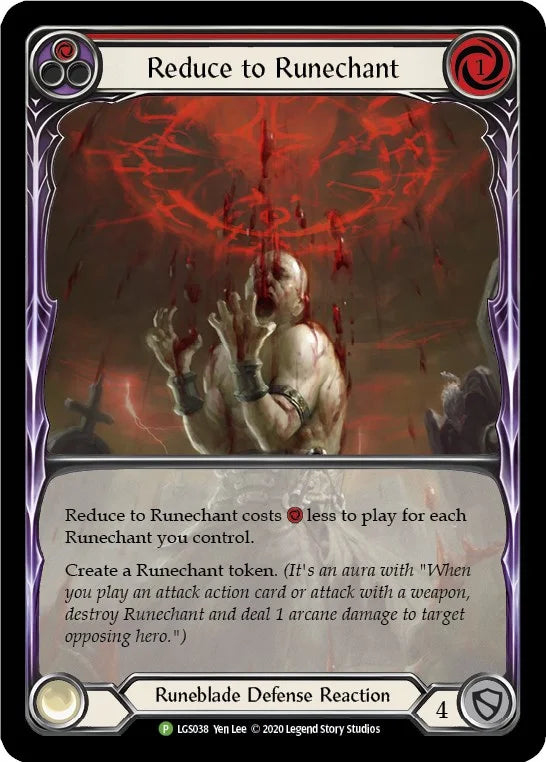 96958019-f8de-4938-bca7-17883a606d85 | fab-lgs038-rf-flesandbloopromcard-r-pro-nm | Reduce to Runechant (Red) - LGS038