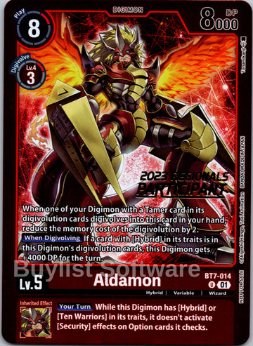 Aldamon (2023 Regionals Participant) [BT7-014 U] [Next Adventure] Foil