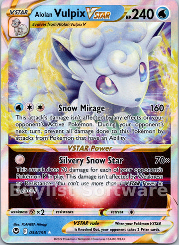 Alolan Vulpix VSTAR [034/195] [Silver Tempest] Holofoil