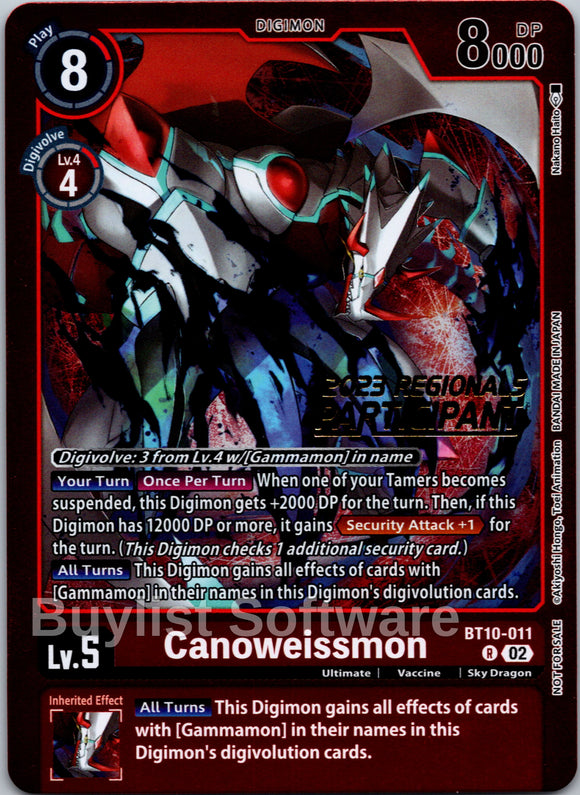 Canoweissmon (2023 Regionals Participant) [BT10-011] [Xros Encounter] Foil