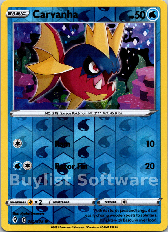 Carvanha [035/203] [Evolving Skies] Reverse Holofoil