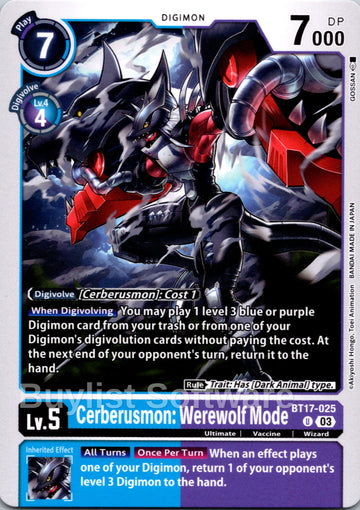 Cerberusmon: Werewolf Mode [BT17-025] [Secret Crisis]