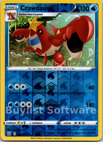 Crawdaunt [039/163] [Battle Styles] Reverse Holofoil
