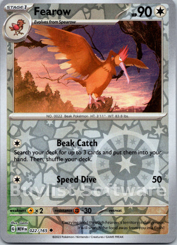 Fearow [022/165] [Scarlet & Violet 151] Reverse Holofoil