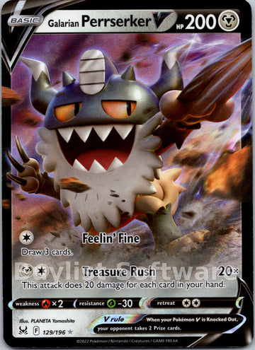 Galarian Perrserker V [129/196] [Lost Origin] Holofoil