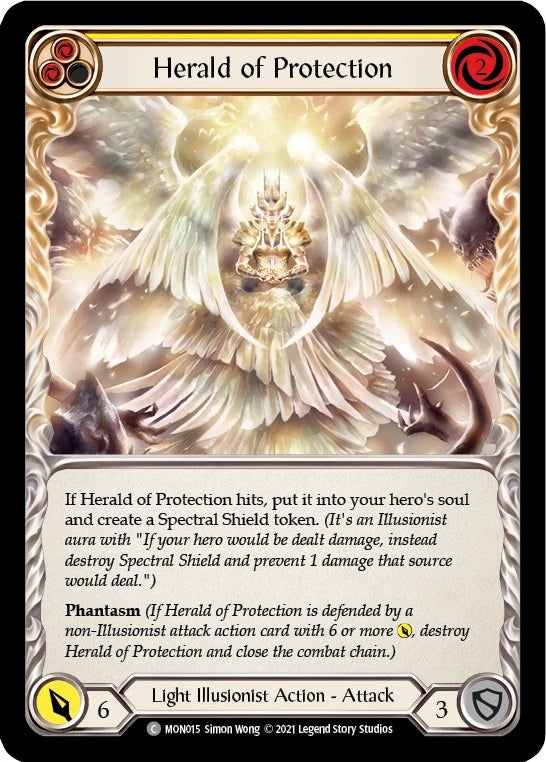 Herald of Protection (Yellow) [MON015] [Monarch] Unlimited Edition Rainbow Foil