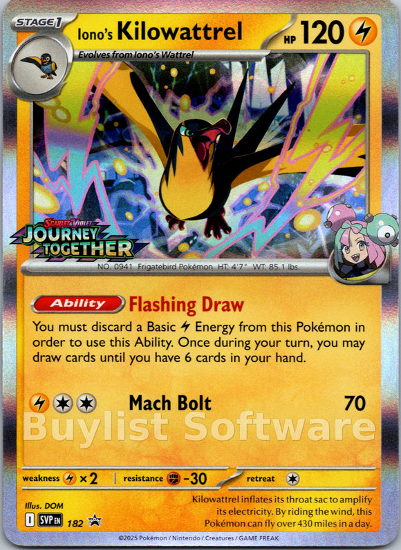 Iono's Kilowattrel (Scarlet & Violet Promo Cards Stamped) [182] [Scarlet & Violet Promo Cards] Holofoil
