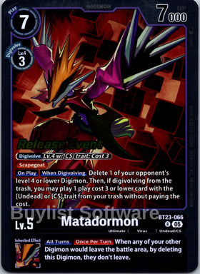 Matadormon [BT23-066] [Hackers' Slumber Release Event Cards] Foil