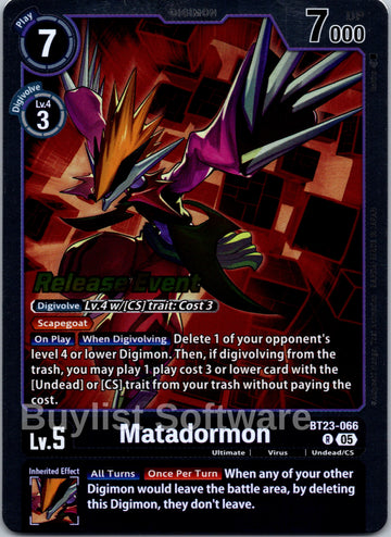 Matadormon [BT23-066] [Hackers' Slumber Release Event Cards] Foil
