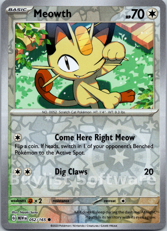 Meowth [052/165] [Scarlet & Violet 151] Reverse Holofoil