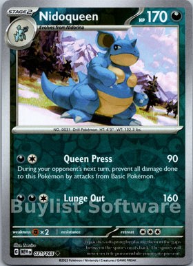 Nidoqueen [031/165] [Scarlet & Violet 151] Reverse Holofoil