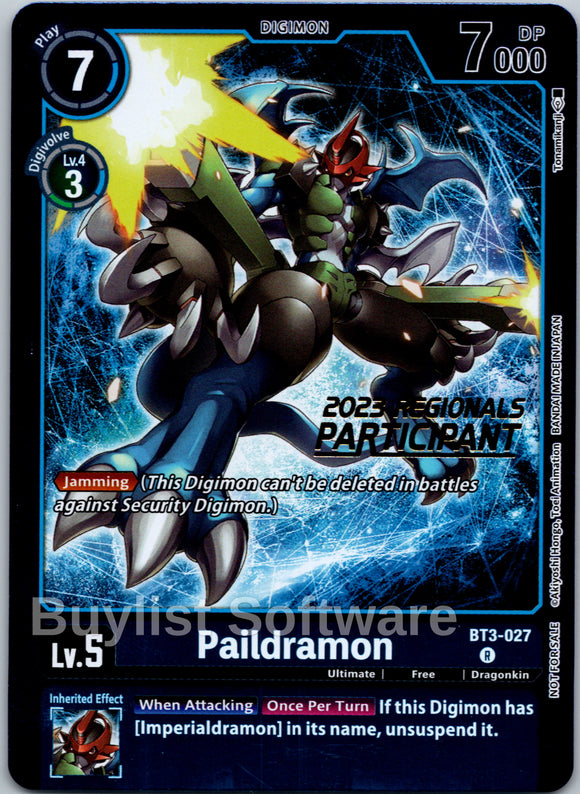 Paildramon (2023 Regionals Participant) [BT3-027] [Release Special Booster 1.5] Foil