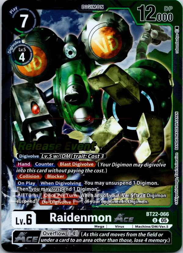 Raidenmon ACE [BT22-066] [Cyber Eden Release Event Cards] Foil