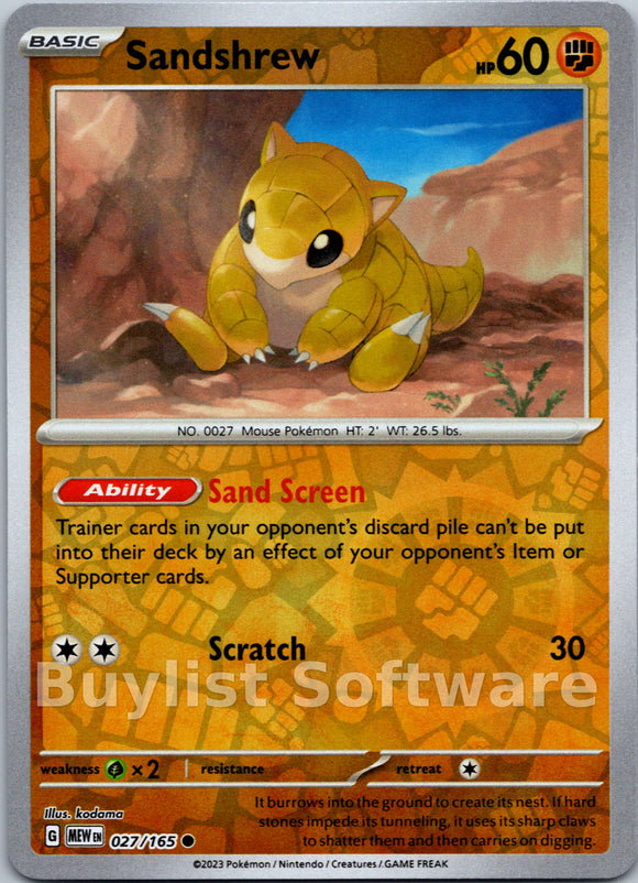 Sandshrew [027/165] [Scarlet & Violet 151] Reverse Holofoil
