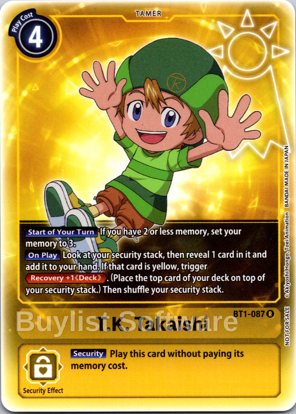 T.K. Takaishi (Box Topper) [BT1-087] [Release Special Booster 1.0] Foil