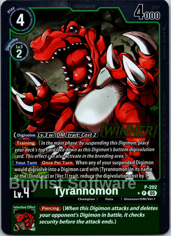 Tyrannomoni (Store Tournament 2025 Vol.4 Winner Pack) [P-202] [Digimon Promotion Cards] Foil