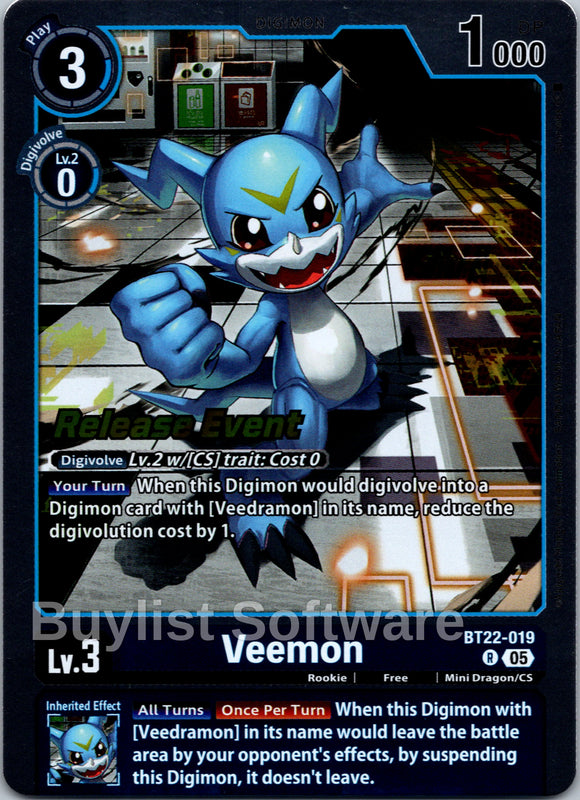 Veemon [BT22-019] [Cyber Eden Release Event Cards] Foil