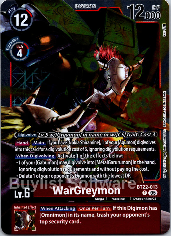 WarGreymon [BT22-013] [Cyber Eden] Foil