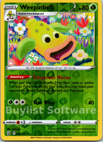 Weepinbell [002/163] [Battle Styles] Reverse Holofoil