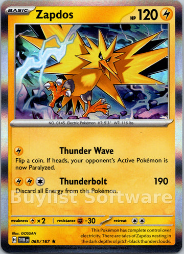 Zapdos [065/167] [Twilight Masquerade] Holofoil