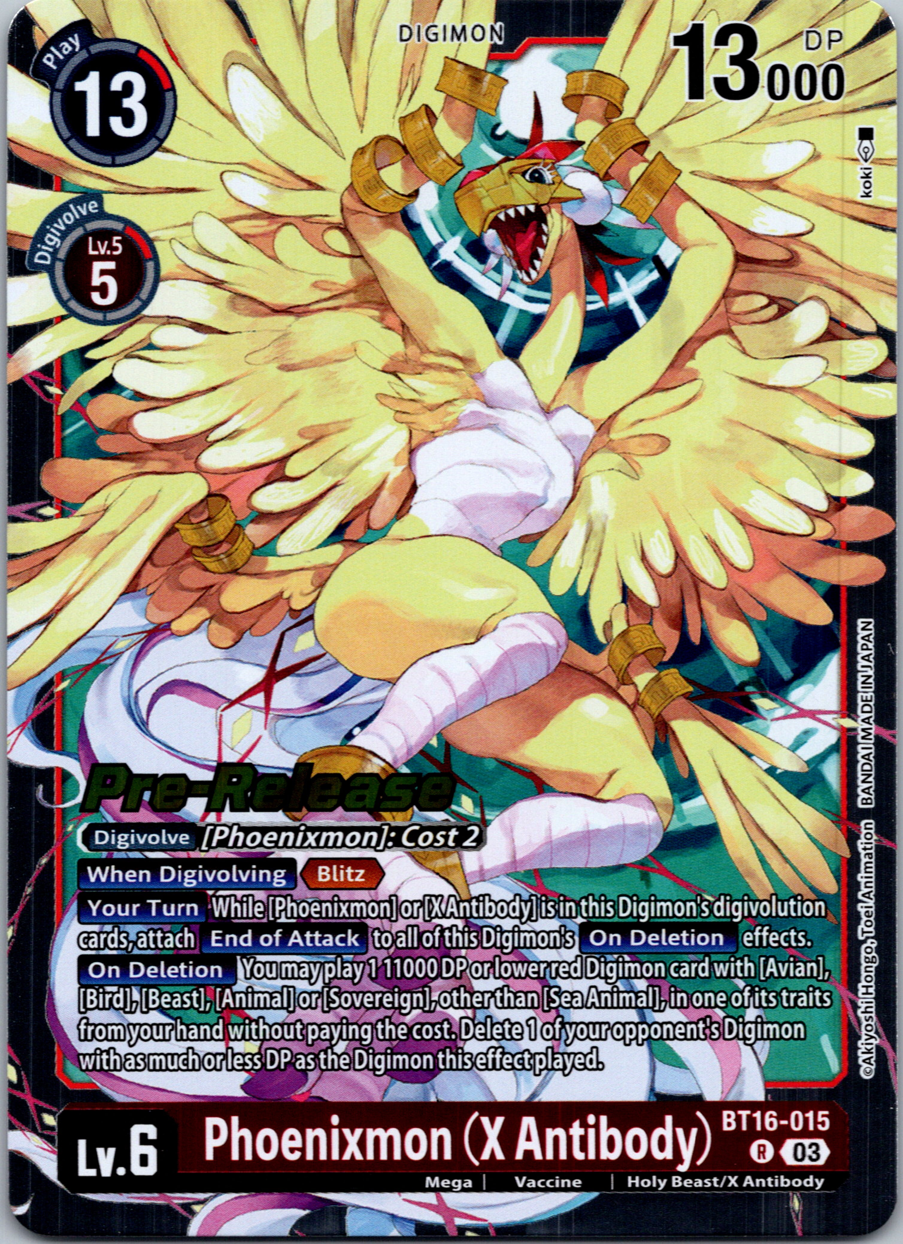 Phoenixmon (X Antibody) [BT16-015-R] [Beginning Observer Pre-Release Cards] Foil