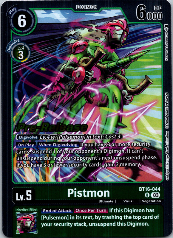 Pistmon [BT16-044-U] [Beginning Observer Pre-Release Cards] Foil