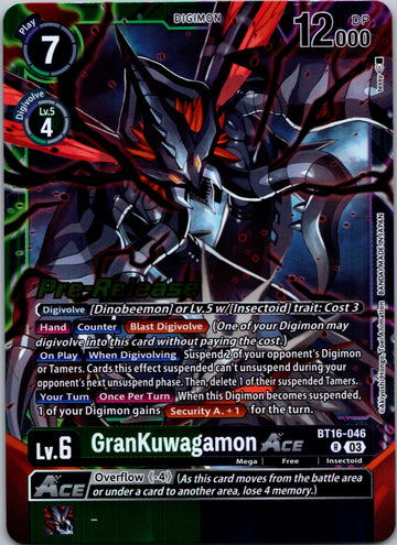 GranKuwagamon ACE [BT16-046-R] [Beginning Observer Pre-Release Cards] Foil