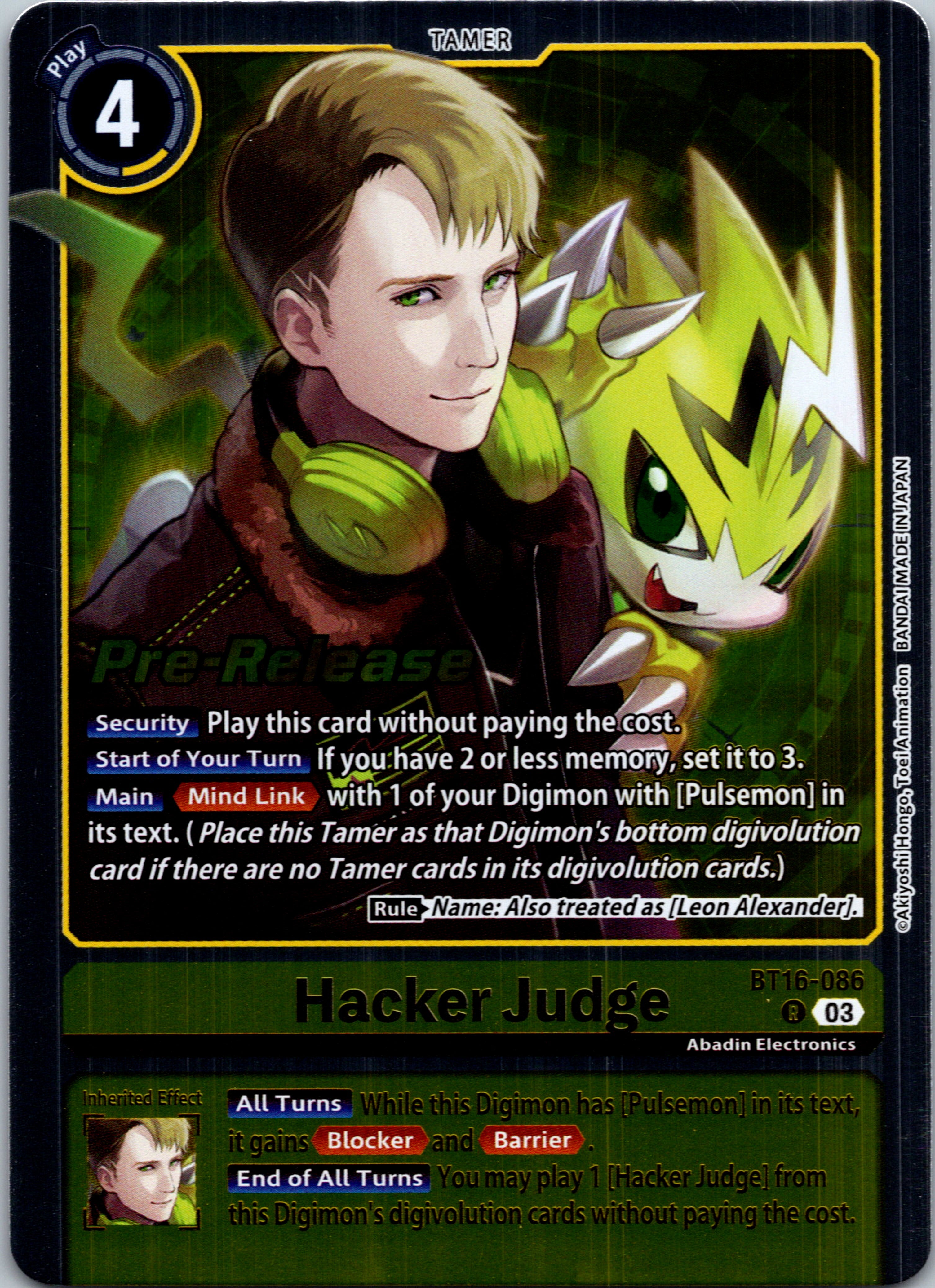 Hacker Judge [BT16-086-R] [Beginning Observer Pre-Release Cards] Foil