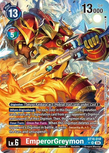 EmperorGreymon (Alternate Art) [BT18-018-SR] [Release Special Booster 2.0] Foil