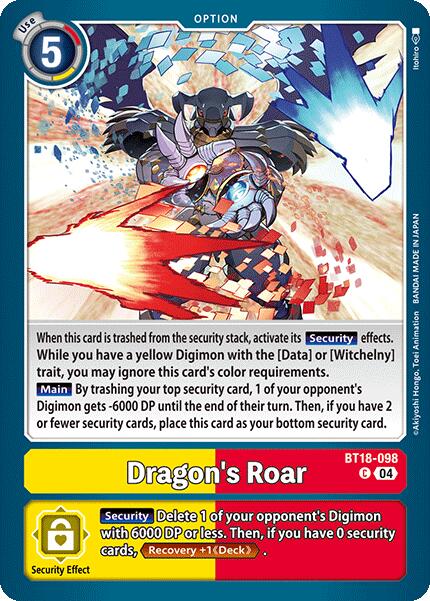 Dragon's Roar [BT18-098-C] [Release Special Booster 2.0] Normal