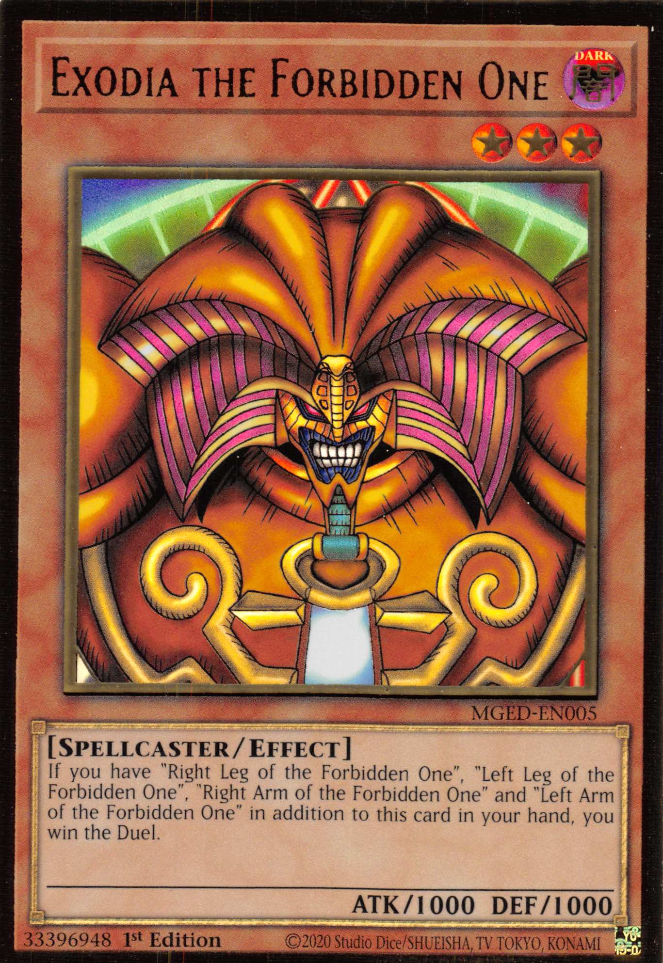 Exodia the Forbidden One [MGED-EN005] Gold Rare - Duel Kingdom