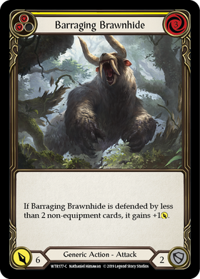 Barraging Brawnhide (Yellow) [WTR177-C] Alpha Print Rainbow Foil - Duel Kingdom