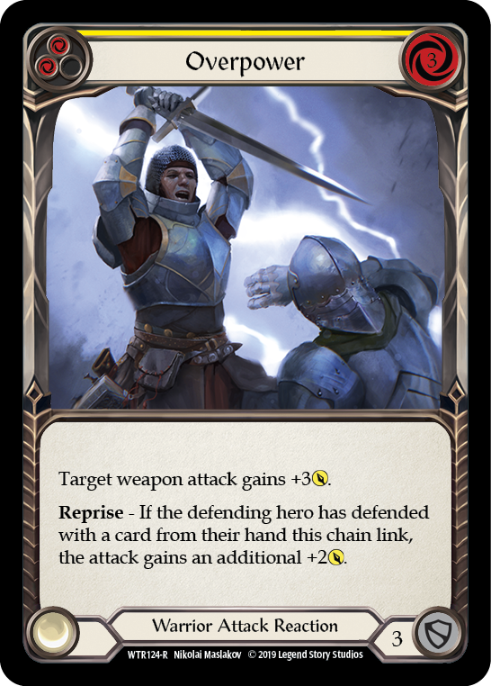 Overpower (Yellow) [WTR124-R] Alpha Print Rainbow Foil - Duel Kingdom