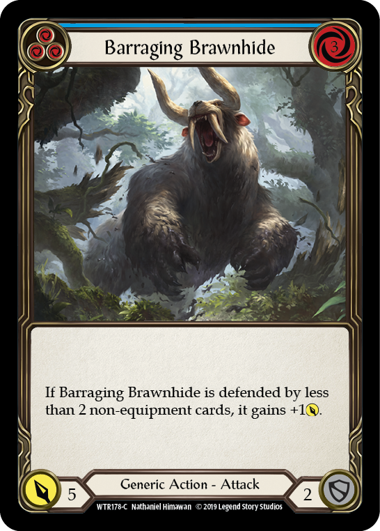 Barraging Brawnhide (Blue) [WTR178-C] Alpha Print Rainbow Foil - Duel Kingdom