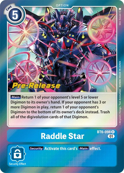 Raddle Star [BT6-098] [Double Diamond Pre-Release Cards] Foil