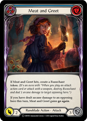 Meat and Greet (Blue) (Rainbow Foil) [CRU153-RF] Unlimited Rainbow Foil - Duel Kingdom
