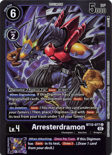 Arresterdramon (Box Topper) [BT12-077] [Across Time] Foil