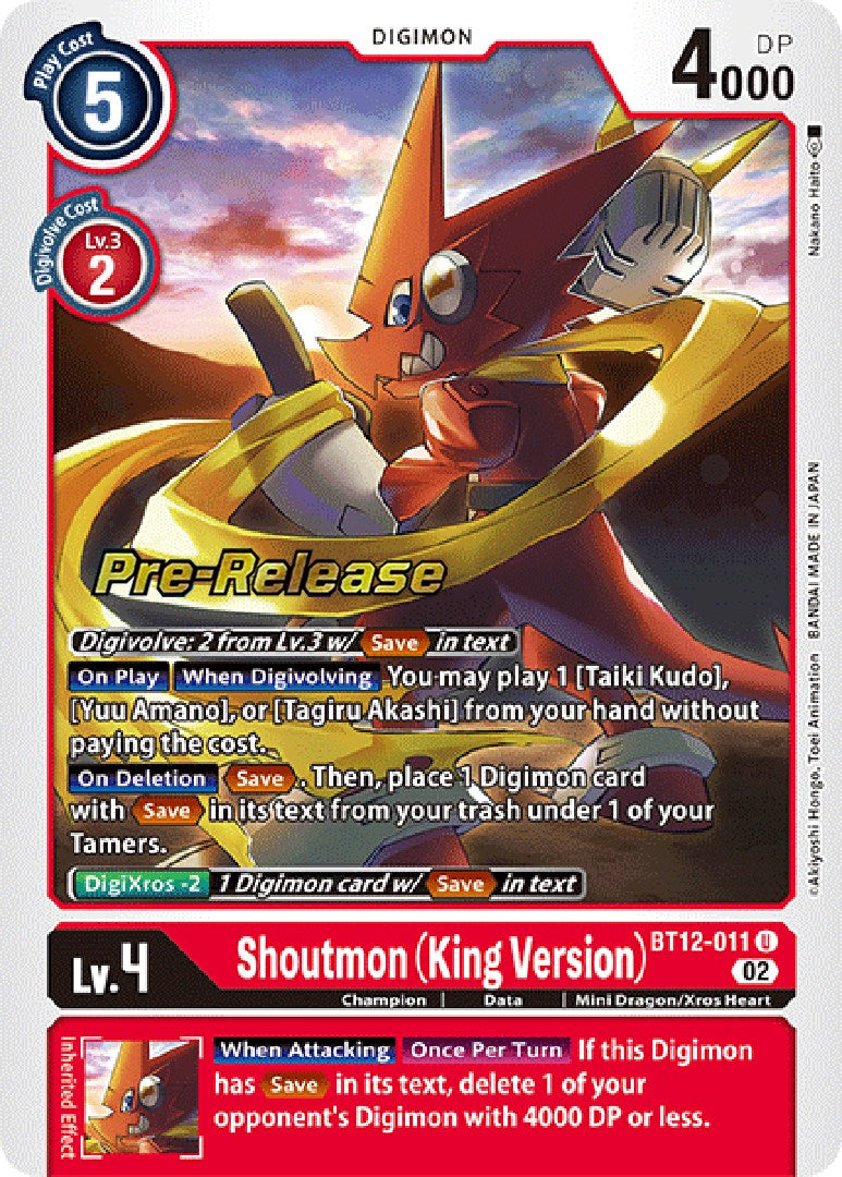 Shoutmon (King Version) [BT12-011] [Across Time Pre-Release Cards] Normal