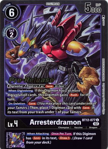 Arresterdramon [BT12-077] [Across Time Pre-Release Cards] Foil