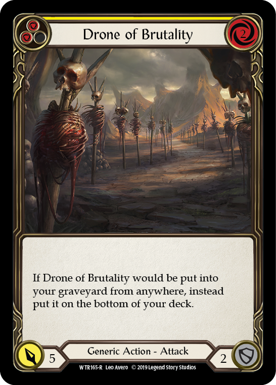 Drone of Brutality (Yellow) [WTR165-R] Alpha Print Rainbow Foil - Duel Kingdom
