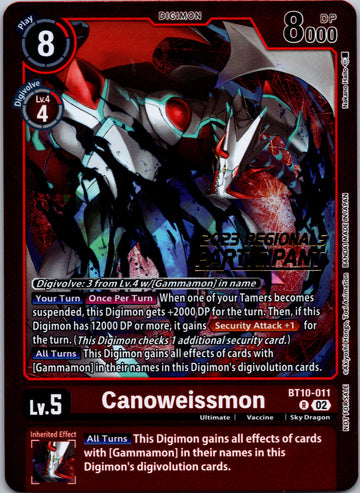 Canoweissmon (2023 Regionals Participant) [BT10-011] [Xros Encounter] Foil