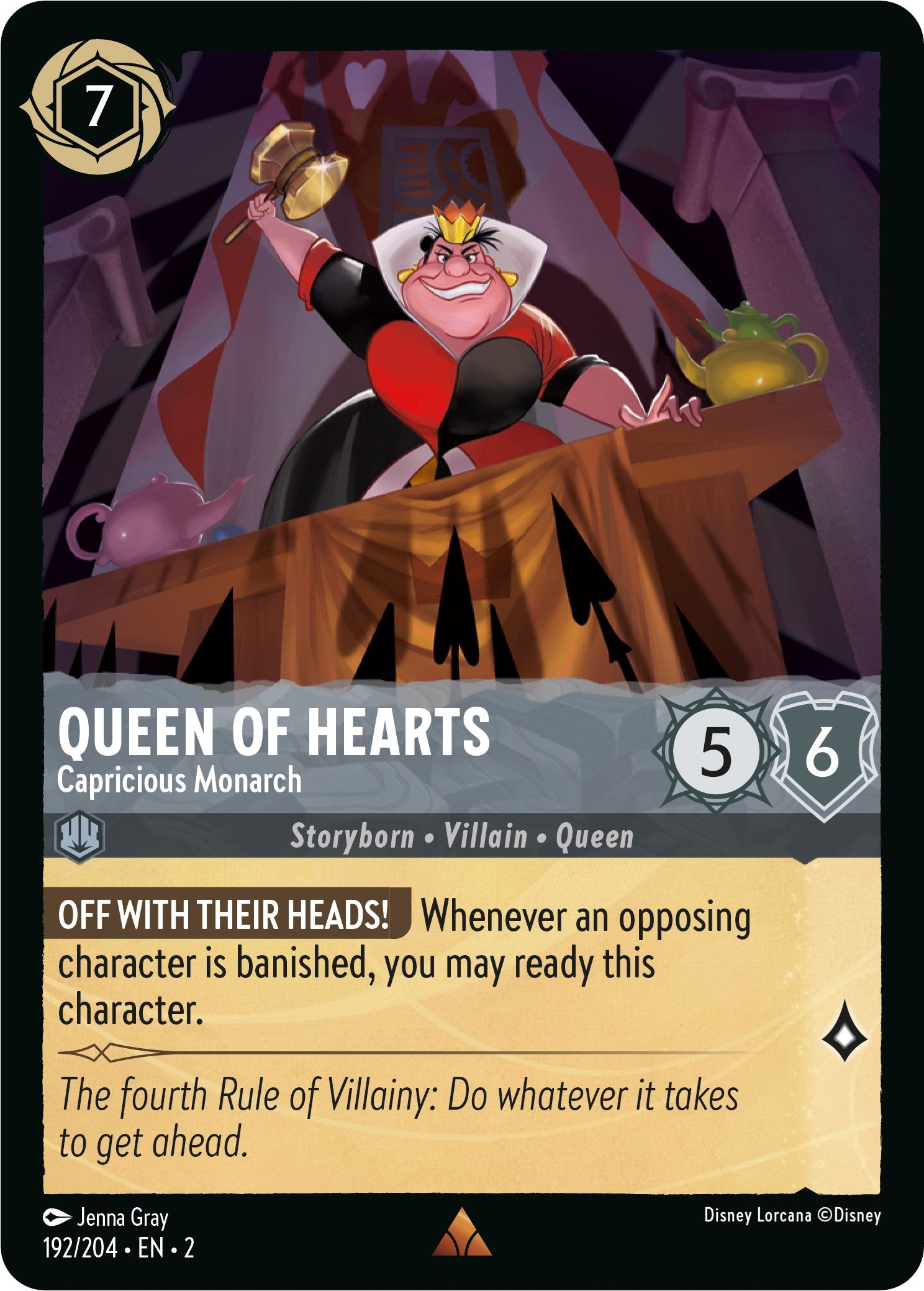 Queen of Hearts - Capricious Monarch 192/204 (Rise of the Floodborn) Cold Foil