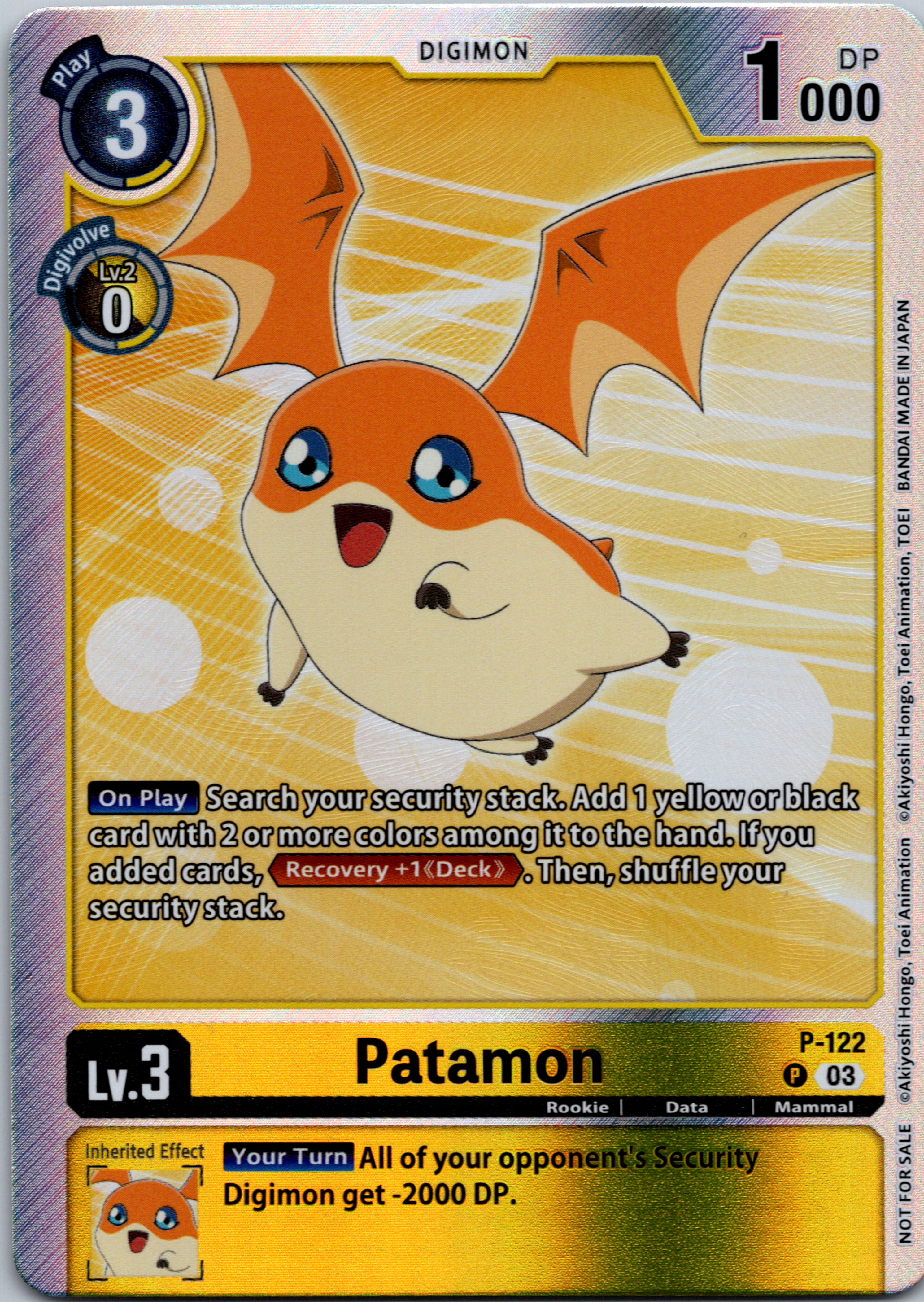 Patamon - P-122 (Tamer Party Pack -The Beginning- Ver. 2.0) [P-122] [Digimon Promotion Cards] Foil