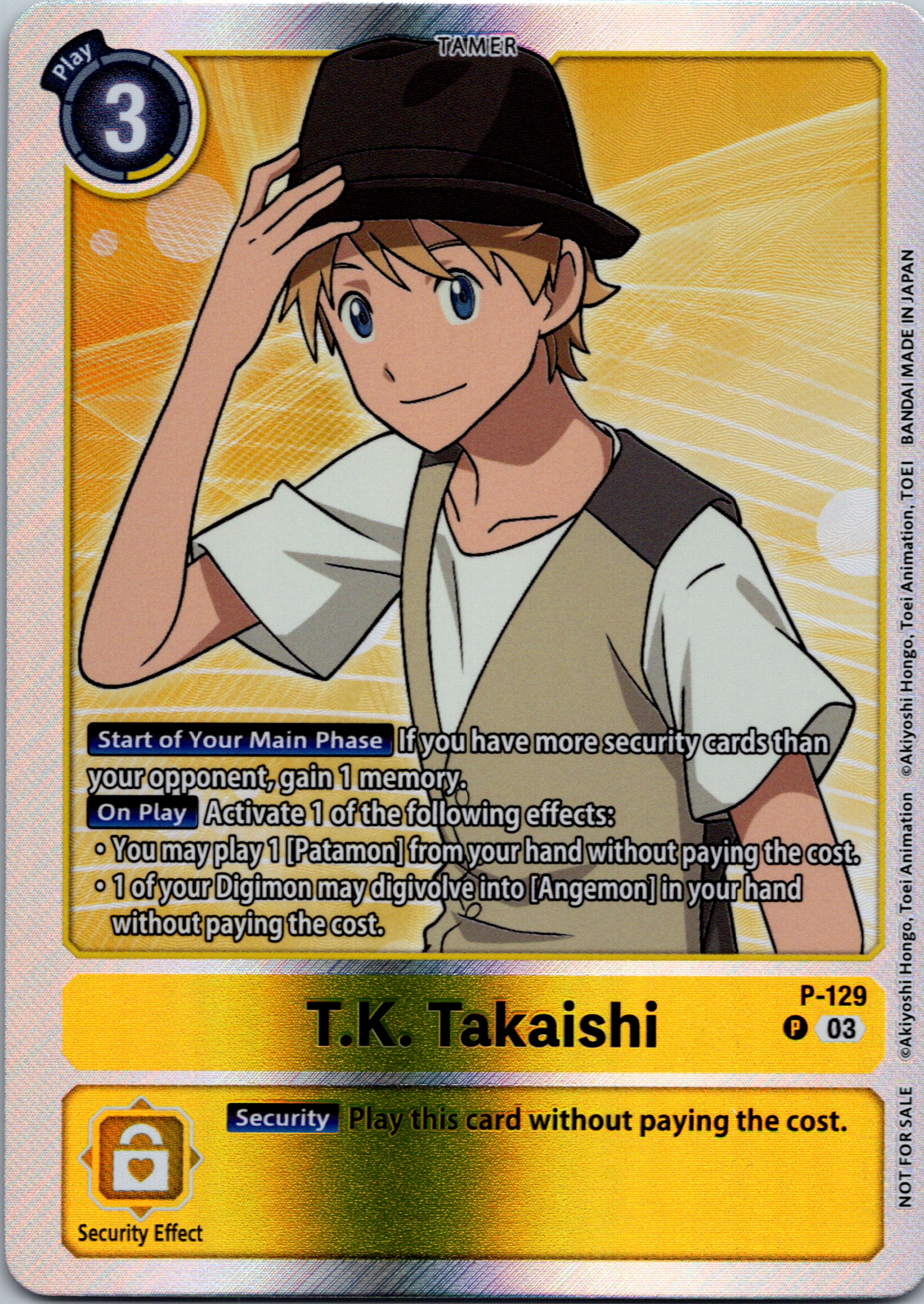 T.K. Takaishi - P-129 (Tamer Party Pack -The Beginning- Ver. 2.0) [P-129] [Digimon Promotion Cards] Foil