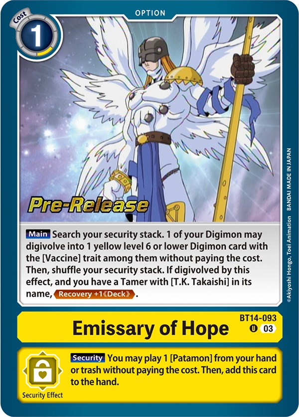 Emissary of Hope [BT14-093] [Blast Ace Pre-Release Cards] Foil